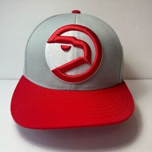 Atlanta Hawks Mitchell & Ness‎ Cap Hat 7 1/2 Gray Red Wool Hardwood Classics